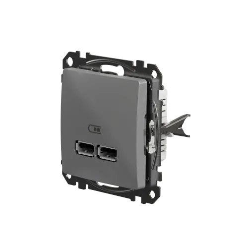 Розетка USB тип A+A, алюминий, Sedna Design SDD113401