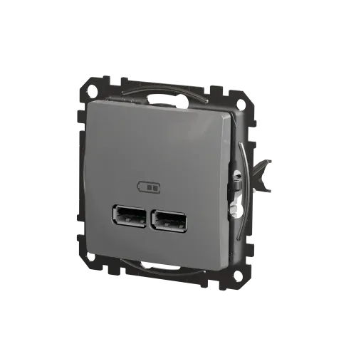 Розетка USB тип A+A, алюминий, Sedna Design SDD113401