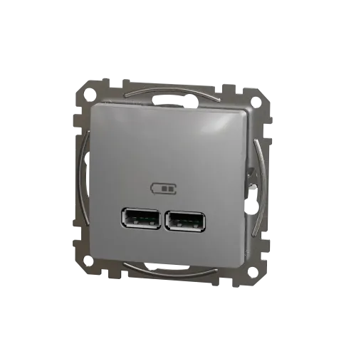 Розетка USB тип A+A, алюминий, Sedna Design SDD113401