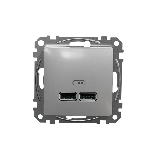 Розетка USB тип A+A, алюминий, Sedna Design SDD113401