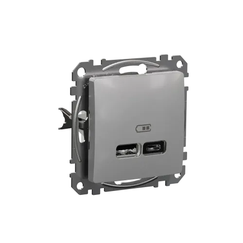 Розетка USB тип A+C 2,4A, алюминий, Sedna Design SDD113402