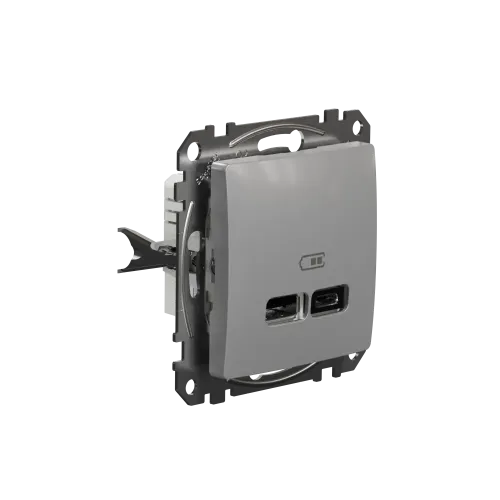 Розетка USB тип A+C 2,4A, алюминий, Sedna Design SDD113402