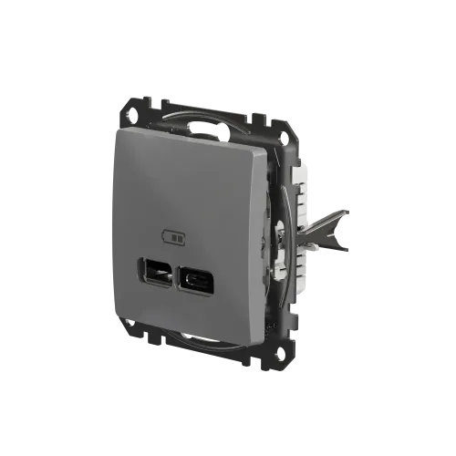 Розетка USB тип A+C 2,4A, алюминий, Sedna Design SDD113402