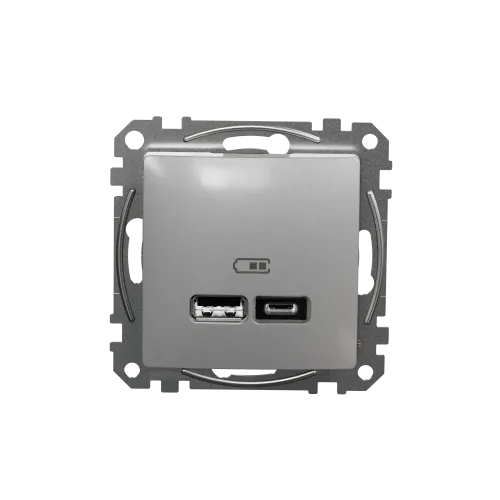 Розетка USB тип A+C 2,4A, алюминий, Sedna Design SDD113402