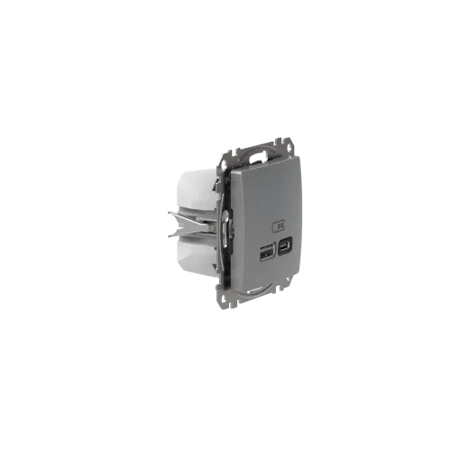 Розетка USB тип A+C 3A, 45W, алюминий, Sedna Design SDD113404