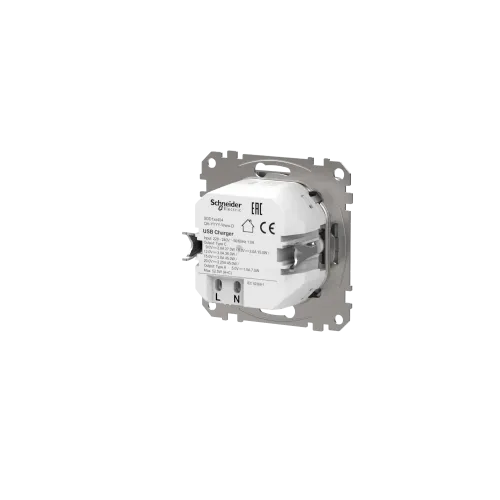 Розетка USB тип A+C 3A, 45W, алюминий, Sedna Design SDD113404