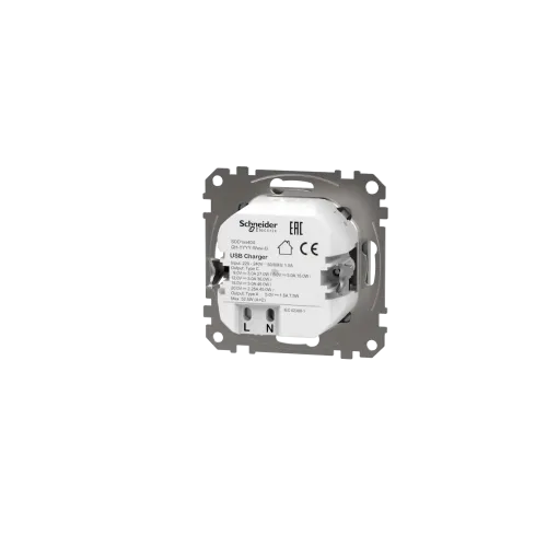 Розетка USB тип A+C 3A, 45W, алюминий, Sedna Design SDD113404