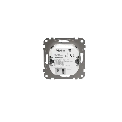 Розетка USB тип A+C 3A, 45W, алюминий, Sedna Design SDD113404