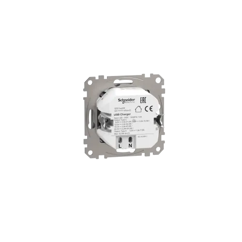 Розетка USB тип A+C 3A, 45W, алюминий, Sedna Design SDD113404