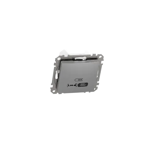 Розетка USB тип A+C 3A, 45W, алюминий, Sedna Design SDD113404
