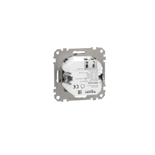 Розетка USB тип A+C 3A, 45W, алюминий, Sedna Design SDD113404