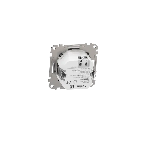 Розетка USB тип A+C 3A, 45W, алюминий, Sedna Design SDD113404