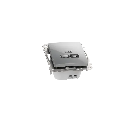 Розетка USB тип A+C 3A, 45W, алюминий, Sedna Design SDD113404