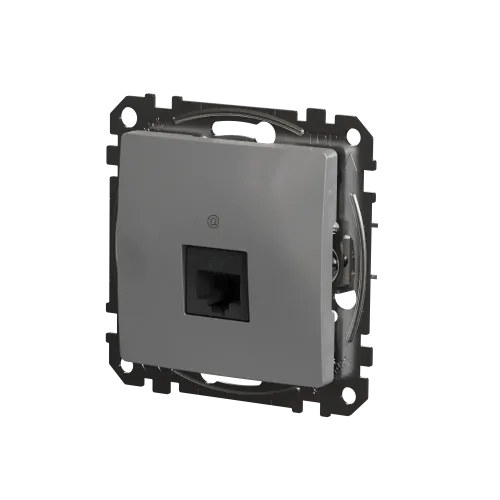 Компьютерная розетка RJ45 кат. 5е UTP, алюминий, Sedna Design SDD113451