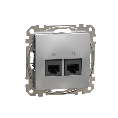Компьютерная розетка 2 х RJ45 кат. 5е UTP, алюминий, Sedna Design SDD113452