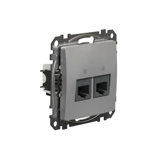 Компьютерная розетка 2 х RJ45 кат. 5е UTP, алюминий, Sedna Design SDD113452