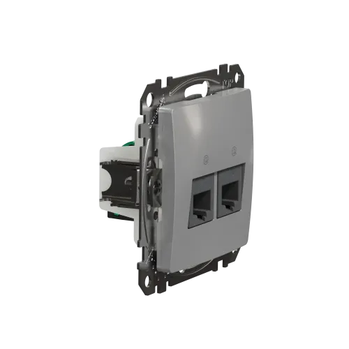 Компьютерная розетка 2 х RJ45 кат. 5е UTP, алюминий, Sedna Design SDD113452