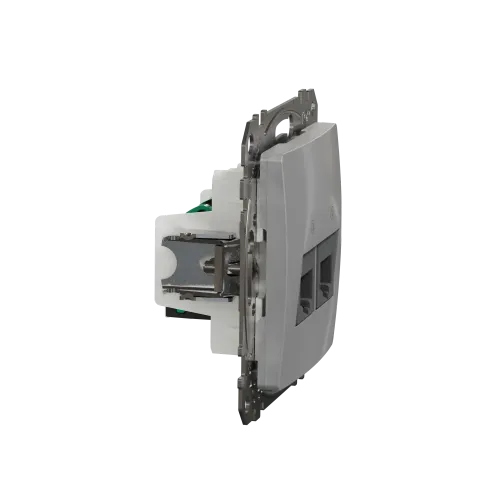Компьютерная розетка 2 х RJ45 кат. 5е UTP, алюминий, Sedna Design SDD113452