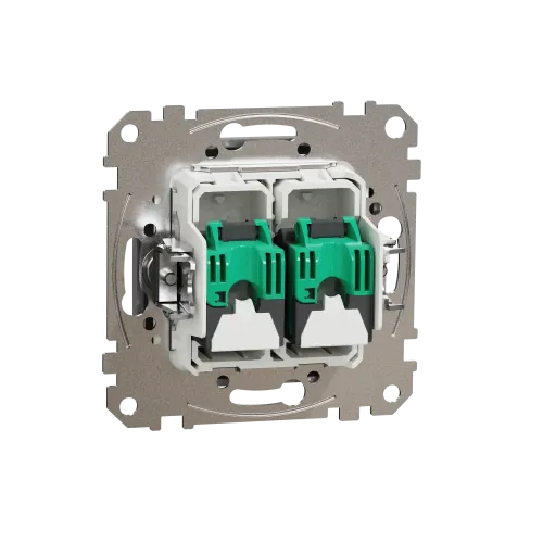 Компьютерная розетка 2 х RJ45 кат. 5е UTP, алюминий, Sedna Design SDD113452