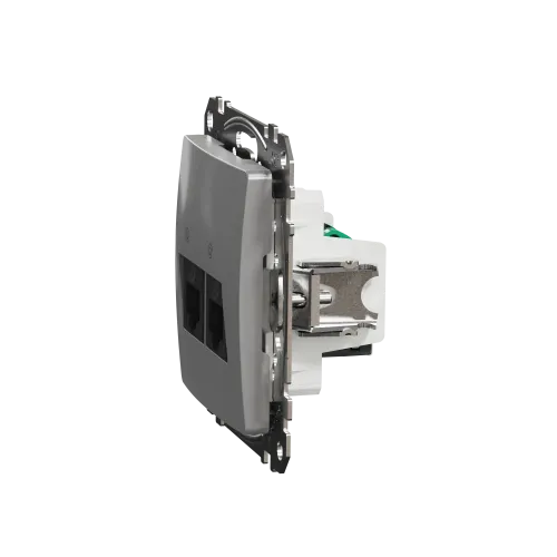 Компьютерная розетка 2 х RJ45 кат. 5е UTP, алюминий, Sedna Design SDD113452