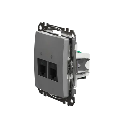 Компьютерная розетка 2 х RJ45 кат. 5е UTP, алюминий, Sedna Design SDD113452