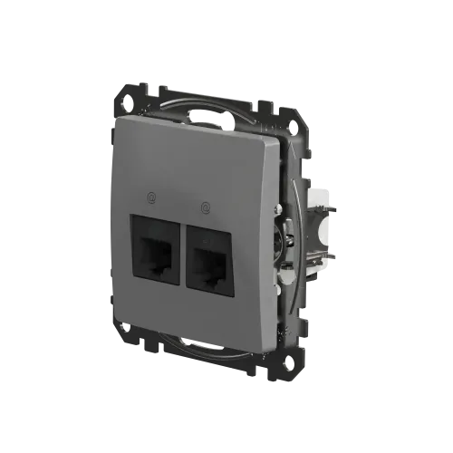 Компьютерная розетка 2 х RJ45 кат. 5е UTP, алюминий, Sedna Design SDD113452