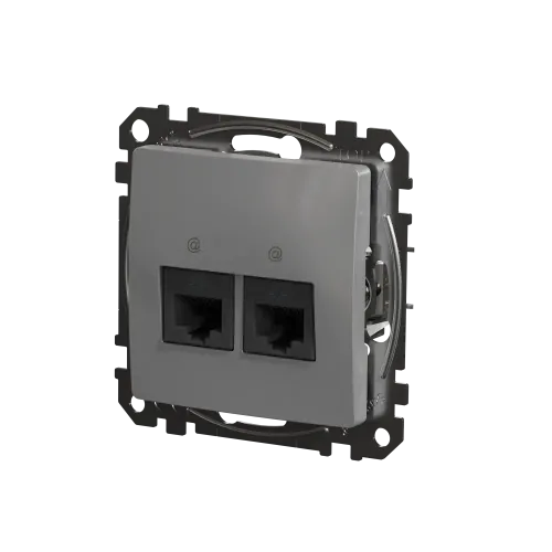 Компьютерная розетка 2 х RJ45 кат. 5е UTP, алюминий, Sedna Design SDD113452