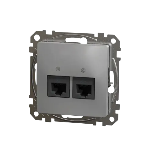 Компьютерная розетка 2 х RJ45 кат. 5е UTP, алюминий, Sedna Design SDD113452