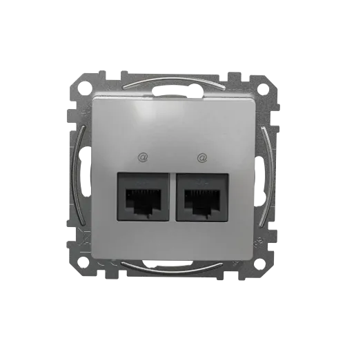 Компьютерная розетка 2 х RJ45 кат. 5е UTP, алюминий, Sedna Design SDD113452