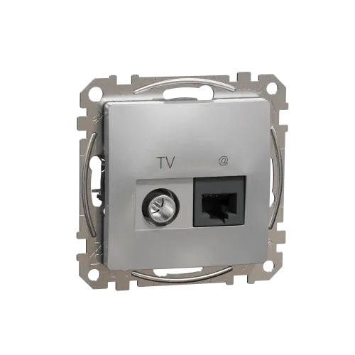 Розетка телевизионная и компьютерная TV+RJ45 кат. 6 UTP, алюминий, Sedna Design SDD113469T
