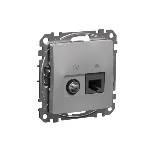 Розетка телевизионная и компьютерная TV+RJ45 кат. 6 UTP, алюминий, Sedna Design SDD113469T