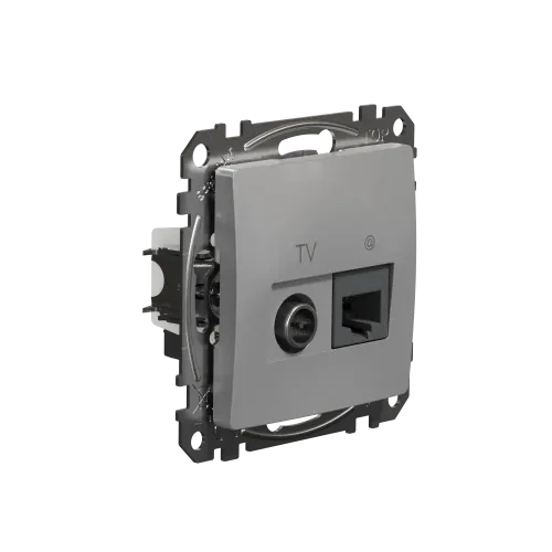 Розетка телевизионная и компьютерная TV+RJ45 кат. 6 UTP, алюминий, Sedna Design SDD113469T