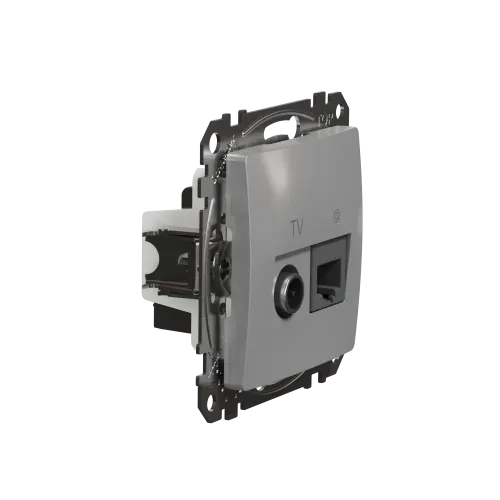 Розетка телевизионная и компьютерная TV+RJ45 кат. 6 UTP, алюминий, Sedna Design SDD113469T