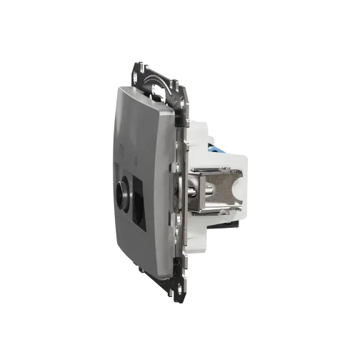 Розетка телевизионная и компьютерная TV+RJ45 кат. 6 UTP, алюминий, Sedna Design SDD113469T
