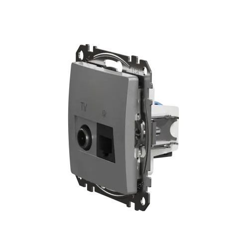 Розетка телевизионная и компьютерная TV+RJ45 кат. 6 UTP, алюминий, Sedna Design SDD113469T