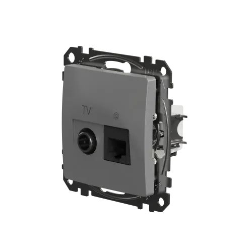 Розетка телевизионная и компьютерная TV+RJ45 кат. 6 UTP, алюминий, Sedna Design SDD113469T