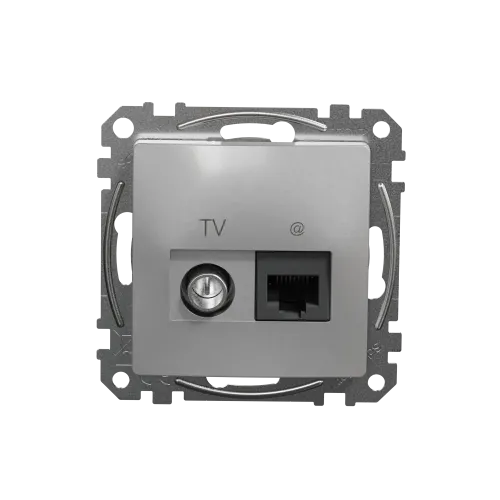 Розетка телевизионная и компьютерная TV+RJ45 кат. 6 UTP, алюминий, Sedna Design SDD113469T