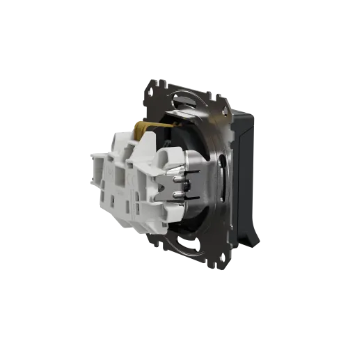 Розетка электрическая с крышкой, черный, Sedna Design SDD114024