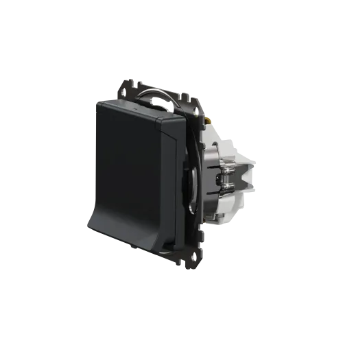 Розетка электрическая с крышкой, черный, Sedna Design SDD114024