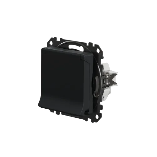 Розетка электрическая с крышкой, черный, Sedna Design SDD114024