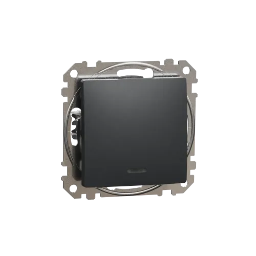 Выключатель с подсветкой 1 клавишный, черный, Sedna Design SDD114101L