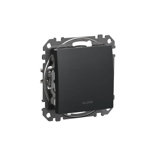 Выключатель с подсветкой 1 клавишный, черный, Sedna Design SDD114101L
