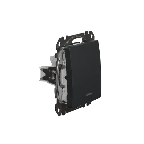 Выключатель с подсветкой 1 клавишный, черный, Sedna Design SDD114101L