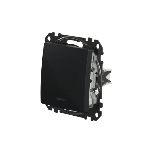 Выключатель с подсветкой 1 клавишный, черный, Sedna Design SDD114101L