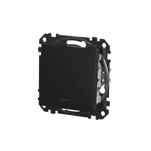 Выключатель с подсветкой 1 клавишный, черный, Sedna Design SDD114101L