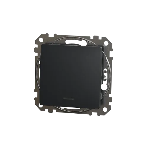 Выключатель с подсветкой 1 клавишный, черный, Sedna Design SDD114101L