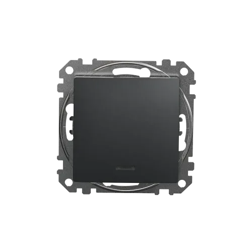 Выключатель с подсветкой 1 клавишный, черный, Sedna Design SDD114101L