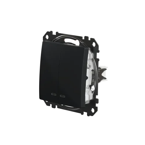 Выключатель с подсветкой 2 клавишный, черный, Sedna Design SDD114105L