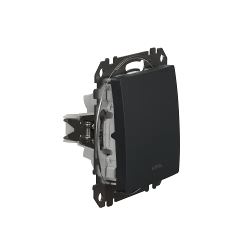 Выключатель проходной с подсветкой 1 клавишный, черный, Sedna Design SDD114106L