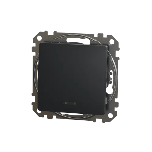 Выключатель перекрестный с подсветкой, черный, Sedna Design SDD114107L